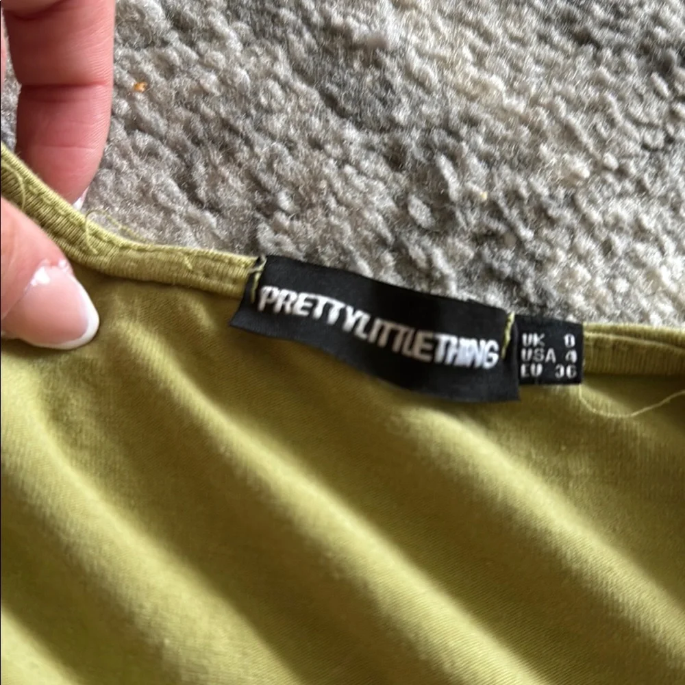 Olive Green Long Sleeve Wrap Top - Picture 2 of 2